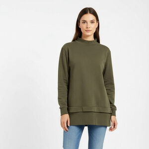 COS Olive Green Mock Neck Sweatshirt - Large